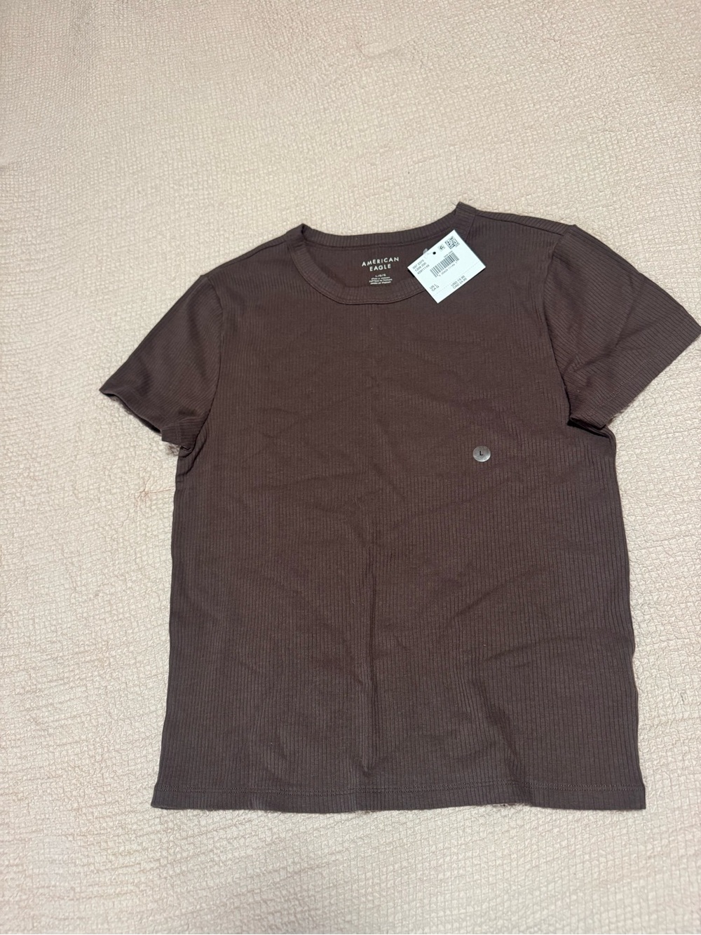 American Eagle Outfitters Women’s Brown Ribbed Short Sleeve Tee